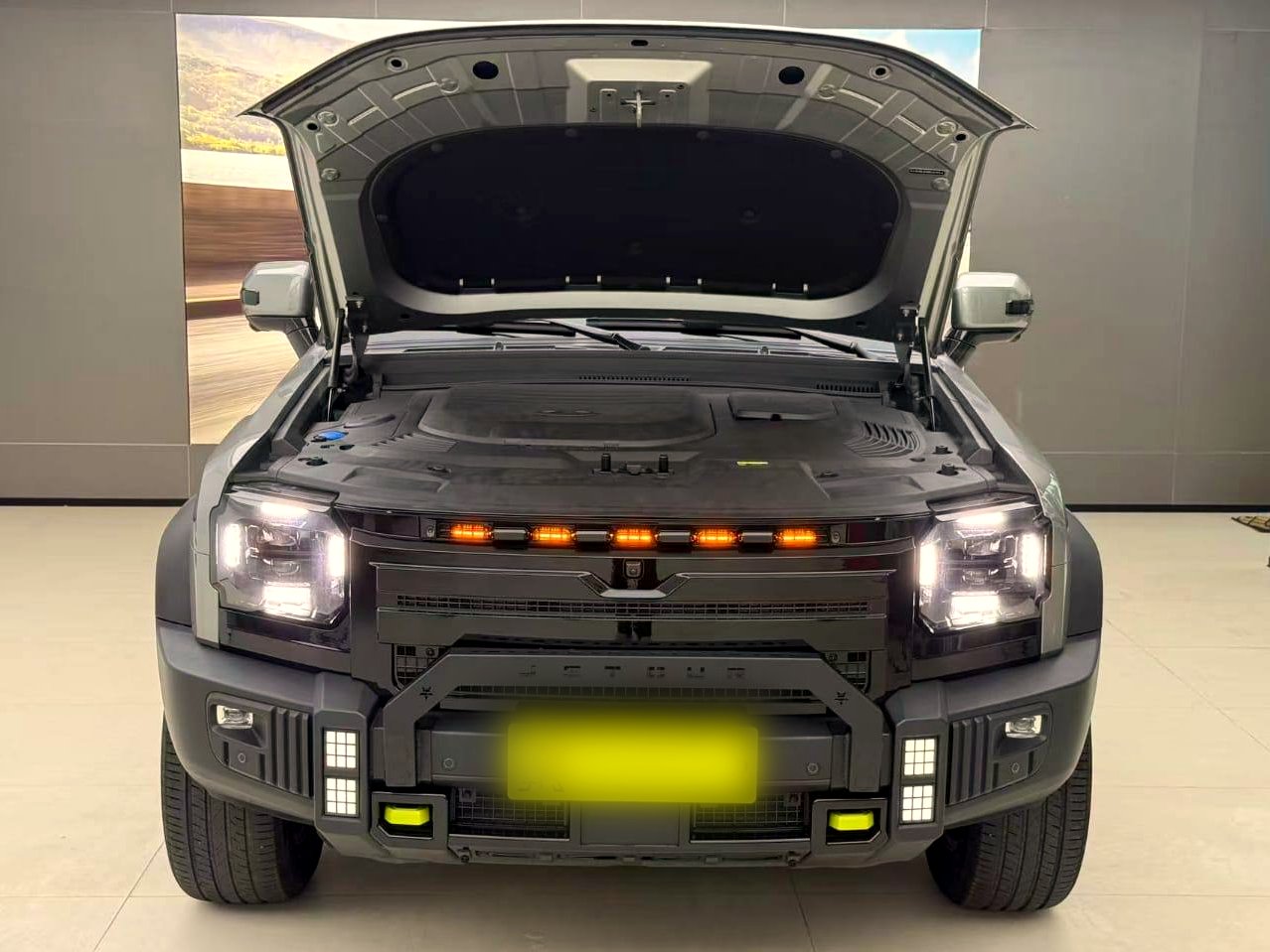 Jetour T2 with hood open showing engine bay